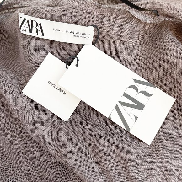 Zara Long 100% Linen Cardigan Open Front - Picture 7 of 8